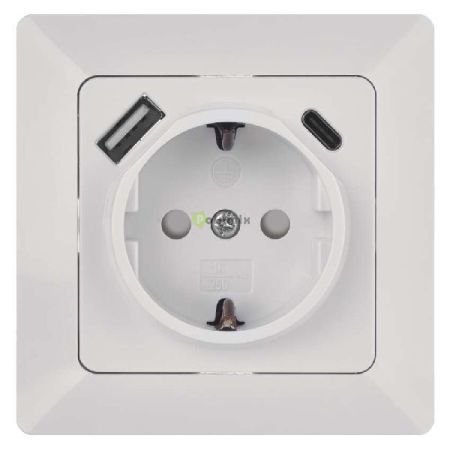 EMOS SOCKET WITH USB A+C 3 A MAX.SCHUKO WHITE