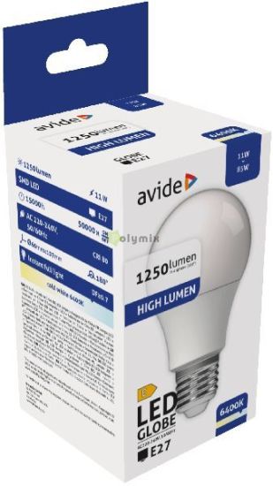 Avide LED Globe A60 11W E27 CW 6400K