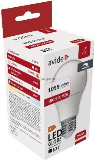 Avide LED Globe Fnyerszablyzs A60 11W E27 WW 3000K