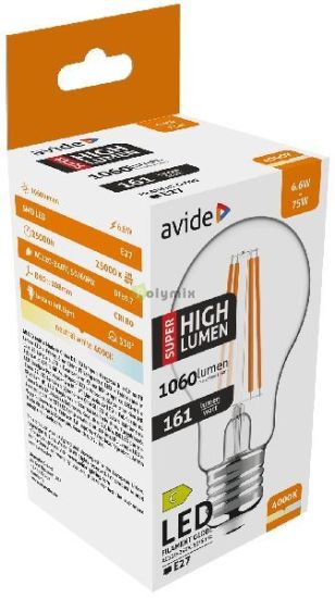 Avide LED Filament Globe 6.6W E27 A60 NW 4000K Super High Lumen