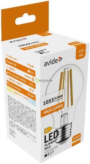 Avide LED Filament Globe 8.5W E27 NW 4000K High Lumen