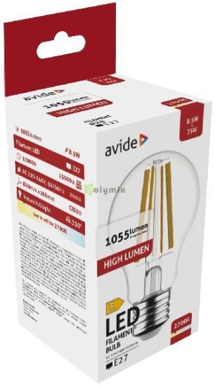 Avide LED Filament Globe 8.5W E27 WW 2700K High Lumen