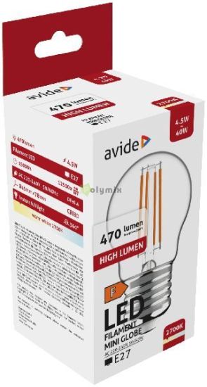 Avide LED Filament Mini Globe 4.5W E27 WW 2700K