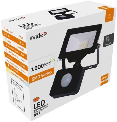 Avide LED Reflektor Slim SMD 10W NW 4000K Mozgsrzkels PIR