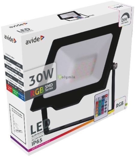 Avide LED Reflektor Slim SMD 30W RGB IR tvirnytval