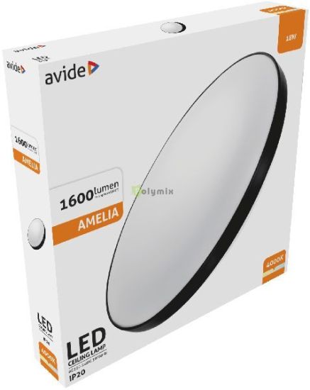 Avide LED Mennyezeti Lmpa Amelia Fekete 18W 355*65mm NW 4000K