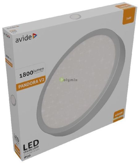 Avide LED Mennyezeti Lmpa Pandora V2 Csillagos Ezst 24W 380*50mm NW 4000K