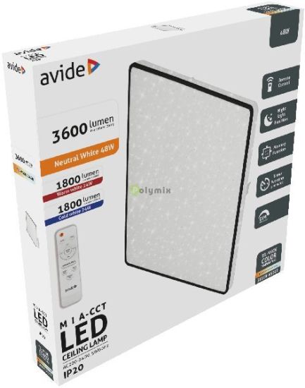 Avide LED Mennyezeti Lmpa Mia-CCT Csillagos 48W (24+24) 420*50mm tvirnytval