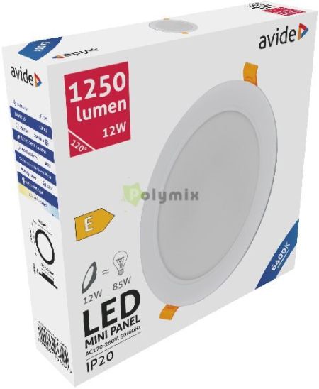 Avide LED Bepthet Kerek Mennyezeti Lmpa Manyag 12W CW 6400K