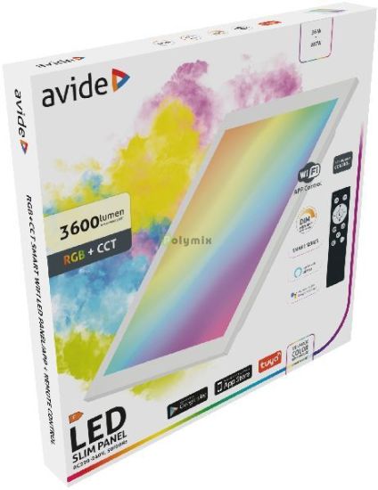 Avide LED Slim Panel 595x595x30mm 36W RGB+CCT