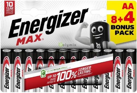 Energizer Max Alkli Ceruza Elem AA B8+4