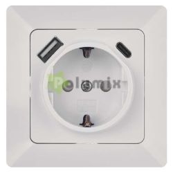  EMOS SOCKET WITH USB A+C 3 A MAX.SCHUKO WHITE