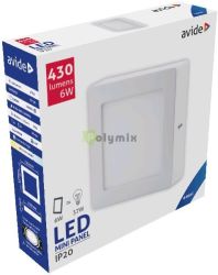  Avide LED Falra Szerelhet Ngyzetes Mennyezeti Lmpa ALU 6W CW 6400K