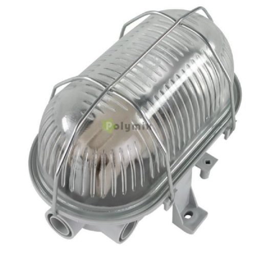 Hajólámpa, ovális, fémrácsos 60W, IP44 szürke