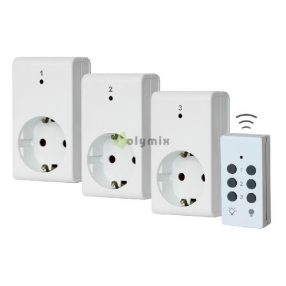   Rádiós dugaljkészlet távirányítóval, 3 x 1000W aljzattal, fehér