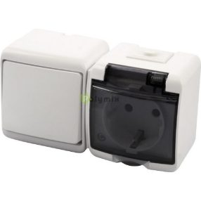   Aquastar Kapcsoló+dugalj IP54 Vízszintes, 10AX 250V~; 16A 250V~ fehér
