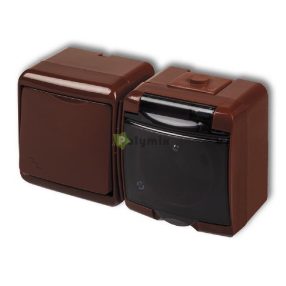   Aquastar Kapcsoló+dugalj IP54 Vízszintes, 10AX 250V~; 16A 250V~ barna
