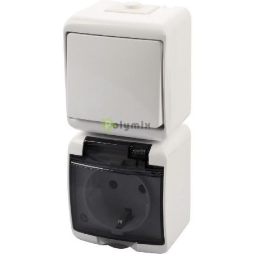 Aquastar Kapcsoló+dugalj IP54 Függöleges, 10AX 250V~; 16A 250V~ fehér