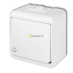 Aquastar nyomókapcsoló csengő jellel, IP54, fehér