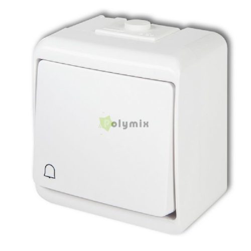 Aquastar nyomókapcsoló csengő jellel, IP54, fehér