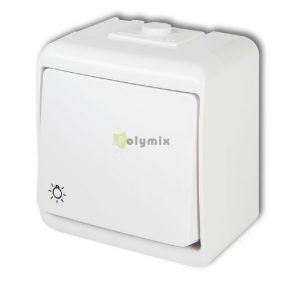 Aquastar nyomókapcsoló lámpa jellel, IP54, fehér