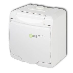   Aquastar földelt dugaszolóaljzat, gyermekvédelemmel, csapófedéllel, IP54, fehér