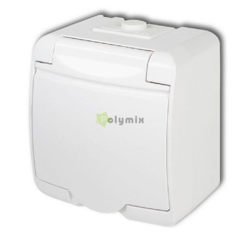 Aquastar földelt dugaszolóaljzat, gyermekvédelemmel, csapófedéllel, IP54, fehér