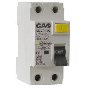 Fi relé 2P 25A 30mA, 230V~ , fehér