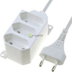   Asztali elosztó 3 x EURO, 1.5m, 2x0.75, rögzíthető, fehér, 230V~/2,5A/625W