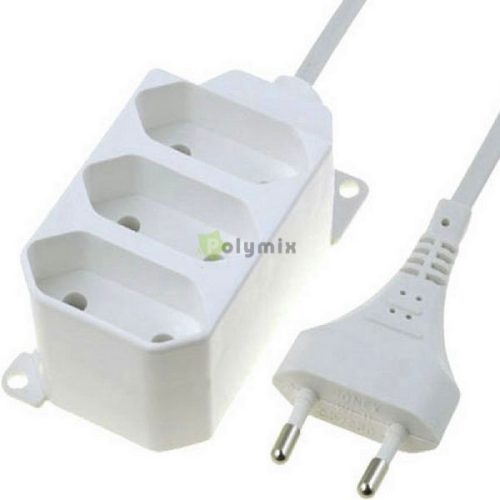 Asztali elosztó 3 x EURO, 3m, 2x0.75, rögzíthető, fehér, 230V~/2,5A/625W