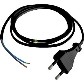 Csatlakozóvezeték, 1,5m, 6A, 2300W 2x0,75mm2, fekete