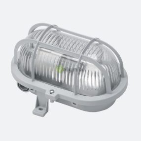   Műanyagrácsos ovális hajólámpa E27, max 60W, IP44, 230V~, szürke
