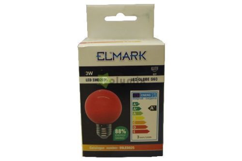 3W-E27 LED kisgömb izzó piros