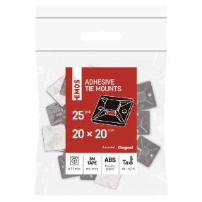   Emos Öntapadó kábelkötegelő talp 20x20 fekete 25 db/csomag