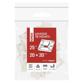   Emos Öntapadó kábelkötegelő talp 20x20 fehér 25 db/csomag