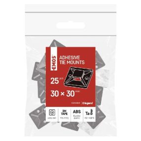   Emos Öntapadó kábelkötegelő talp 30x30 fekete 25 db/csomag