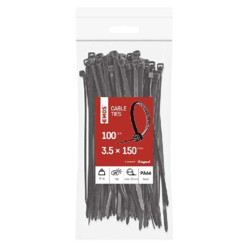 Emos kábelkötegelő 150x3,5 fekete 100 db/csomag