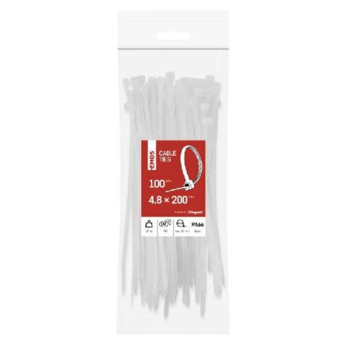 Emos kábelkötegelő 200x4,8 fehér 100 db/csomag