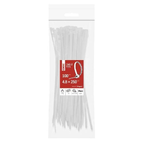 Emos kábelkötegelő 250x4,8 fehér 100 db/csomag