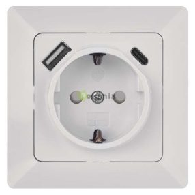 SOCKET WITH USB A+C 3 A MAX.SCHUKO WHITE