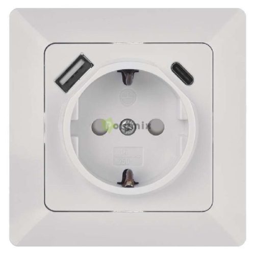 SOCKET WITH USB A+C 3 A MAX.SCHUKO WHITE