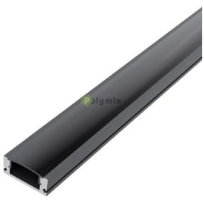   Alu Profil "U" 17.4x7mm Falon Kívüli Fekete - Fekete búrával 1m