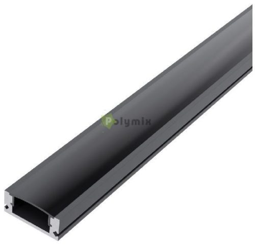 Alu Profil "U" 17.4x7mm Falon Kívüli Fekete - Fekete búrával 1m