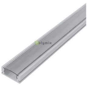   Alu Profil "U" 17.4x7mm Falon kívüli - Áttetsző búrával 1m