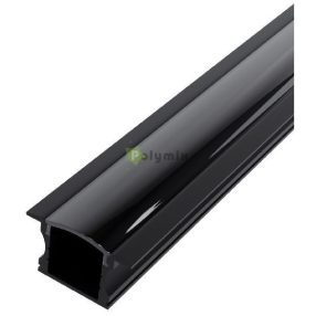   Alu Profil "U" 24x14.2mm Süllyeszhető Fekete - Fekete búrával 1m