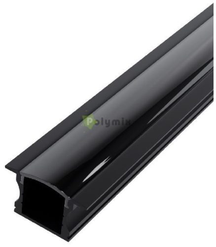Alu Profil "U" 24x14.2mm Süllyeszhető Fekete - Fekete búrával 1m