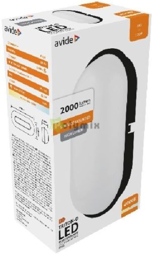 Cseppálló Mennyezeti Lámpa Triton-O Ovális IP65 20W NW 4000K Fekete 100lm/W