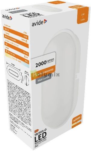 (Triton-O) Cseppálló Mennyezeti Lámpa Ovális IP65 20W NW 4000K Fehér 100lm/W