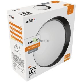   (Titania-R) Cseppálló Mennyezeti Lámpa Kerek IP54 14W NW 4000K Fekete 100lm/W