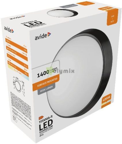 (Titania-R) Cseppálló Mennyezeti Lámpa Kerek IP54 14W NW 4000K Fekete 100lm/W